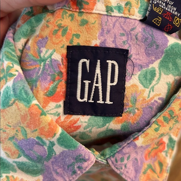 Vintage 90s Gap Floral Printed Canvas Shirt - Picture 9 of 10